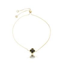 Pulseira Banhada A Ouro Com Chaton Preto