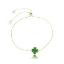 Pulseira Banhada A Ouro Com Chaton Verde