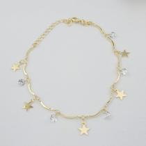 Pulseira Banhada A Ouro Com Estrelas E Pedras De Zircônia Bijou Art