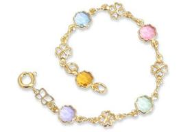 Pulseira banhada a ouro com flores COLORIDO 550675 Rommanel