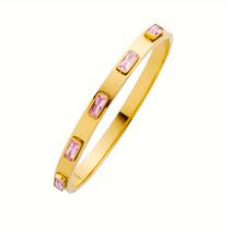 Pulseira banhada a ouro com pedras verdes para mulheres