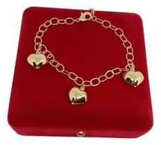 Pulseira Banhada a Ouro Elo Cadeado 4mm C/coração Pulseira Banhada a Ouro Elo Cadeado 4mm C/coração