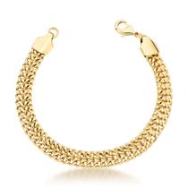Pulseira Banhada a Ouro Elo Groumet Duplo Vazado 6mm /Tam.18 Pulseira Banhada a Ouro Elo Groumet Duplo Vazado 6mm /Tam.18
