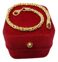 Pulseira Banhada a Ouro Idêntica Ouro Elo Turco 3mm