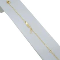 Pulseira Banhada A Ouro Infantil De Chapa Lisa e Figa Bijou Art