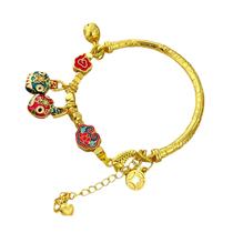 Pulseira banhada a ouro para mulheres, pulseira de estilo antigo