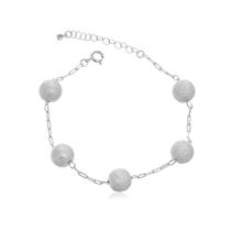 Pulseira Banhada a Prata Bolinhas 10mm Fosca