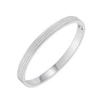 Pulseira banhada a prata com cristais de três fileiras