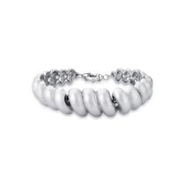 Pulseira Banhada a Ródio Liso Maleável com Fecho Boia Pulseira Banhada a Ródio Liso Maleável com Fecho Boia