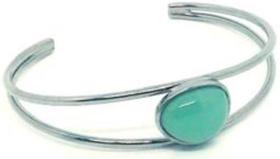 Pulseira Banhada Com Ródio Negro E Pedra Ágata Verde