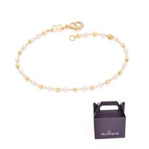 Pulseira Banhado à Ouro Pérolas e Esferas Rommanel 552136 Pulseira Banhado à Ouro Pérolas e Esferas Rommanel 552136