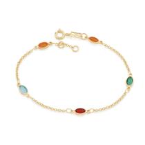 Pulseira banhado ouro 3x 24k 18k e 22k feminina colorida pedra elo português 4 cristais ovais rommanel 551624 551614 Pulseira banhado ouro 3x 24k 18k e 22k feminina colorida pedra elo português 4 cristais ovais rommanel 551624 551614
