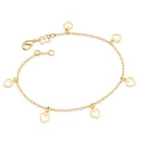 Pulseira banhado ouro 3x 24k 18k e 22k feminina com pingentes berloques 6 corações vazados pendurados rommanel 552008