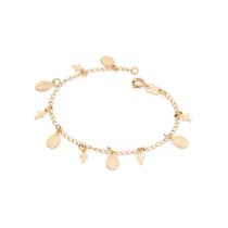 Pulseira banhado ouro 3x 24k 18k e 22k feminina com pingentes berloques cruz e medalha milagrosa rommanel 551365 Pulseira banhado ouro 3x 24k 18k e 22k feminina com pingentes berloques cruz e medalha milagrosa rommanel 551365