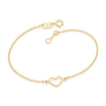 Pulseira banhado ouro 3x 24k 18k e 22k feminina com pingentes berloques fio elos intercalados coração vazado rommanel 551674 Pulseira banhado ouro 3x 24k 18k e 22k feminina com pingentes berloques fio elos intercalados coração vazado rommanel 551674