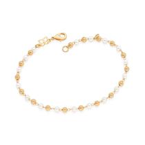 Pulseira banhado ouro 3x 24k 18k e 22k feminina de bolinha esferas e pérolas rommanel 19 cm 17 cm 552114