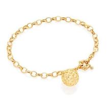 Pulseira banhado ouro 3x 24k 18k e 22k feminina grossa com pingentes berloques elo portuquês globo rommanel 550853