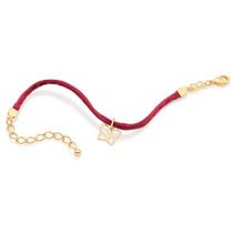 Pulseira banhado ouro 3x 24k 18k e 22k feminina infantil fio seda rosa com borboleta rommanel 552026