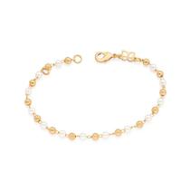 Pulseira banhado ouro 3x 24k 18k e 22k feminina infantil para bebe rommanel esferas pérolas 16 cm 14 cm 552108