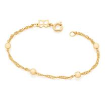 Pulseira banhado ouro 3x 24k 18k e 22k feminina infantil para bebe rommanel fio cingapura com bolas ocas 551392