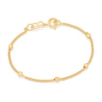 Pulseira banhado ouro 3x 24k 18k e 22k feminina infantil para bebe rommanel formada por bolas 550193