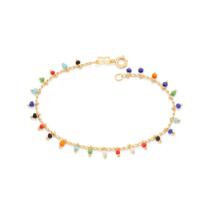 Pulseira banhado ouro 3x 24k 18k e 22k feminina miçangas colorida modelo simples de bolinhas rommanel 18cm 551737