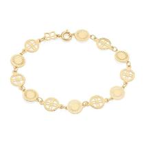 Pulseira banhado ouro 3x 24k 18k e 22k feminina redondas vazadas flor e lisa rommanel 551200