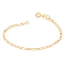 Pulseira banhado ouro 3x 24k 18k e 22k masculina infantil para bebe rommanel fio alternado 3x1 0,60 laminado ouro 18k 550055