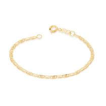 Pulseira banhado ouro 3x 24k 18k e 22k masculina infantil para bebe rommanel ou unissex elos achatados ouro 18k 550804