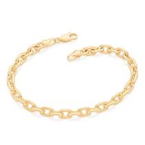 Pulseira banhado ouro 3x 24k 18k e 22k masculina rommanel elo cadeado 20 21 e 22cm 552015