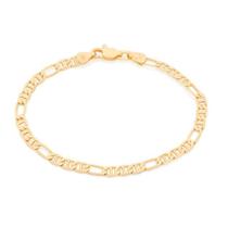 Pulseira banhado ouro 3x 24k 18k e 22k masculina rommanel fio 3 x1 elos batidos e trabalhados 551622