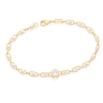 Pulseira banhado ouro 3x 24k 18k e 22k ou prata 925 feminina com pingentes berloques pedra elo oval pérola dentro e zircônia rommanel 5517