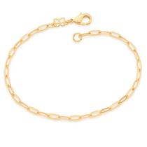 Pulseira banhado ouro 3x 24k 18k e 22k unissex elo cadeado oval rommanel 20 cm 552051 Pulseira banhado ouro 3x 24k 18k e 22k unissex elo cadeado oval rommanel 20 cm 552051