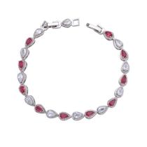 Pulseira banho de rodio zircônias brancas e rosa