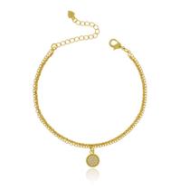 Pulseira Bari Corrente Dupla e Pingente - Banho Ouro 18K Pulseira Bari Corrente Dupla e Pingente - Banho Ouro 18K