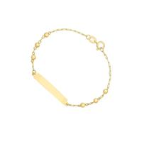 Pulseira Bebê Infantil Chapa Com 3 Bolinha 3mm De Ouro 18k