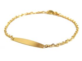 Pulseira Bebê Infantil Com Chapa Em Ouro 18k