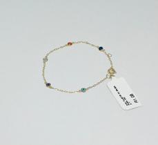 Pulseira Bebê Infantil Ouro 18k Menina Com Pedrinhas 14cm