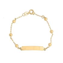 Pulseira Bebê Recém Nascido Infantil Chapinha Com Bolinha De Ouro 18k 750