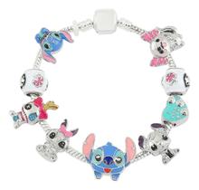 Pulseira Berloque + 9 Pingentes Lilo Stitch Disney 17cm
