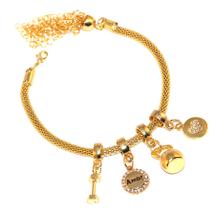 Pulseira Berloque Amor Saúde Academia Halter Folheado 18k Pulseira Berloque Amor Saúde Academia Halter Folheado 18k