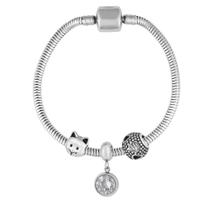 Pulseira Berloque Cat Shine Coleção Steel Dreams de Aço.