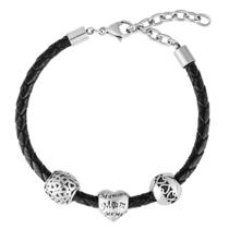 Pulseira Berloque Dreams Mãe Coleção Steel Dreams material sintético e Aço.