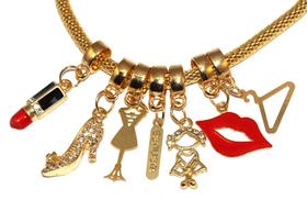 Pulseira Berloque Estilista Beleza Moda Modinha Folheado