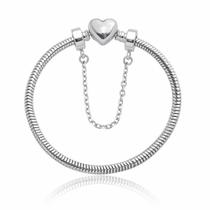 Pulseira Berloque Fecho Coração Com Trava Banhado a Prata 925 PULSEIRA 22 cm pulso 20 Pulseira Berloque Fecho Coração Com Trava Banhado a Prata 925 PULSEIRA 22 cm pulso 20