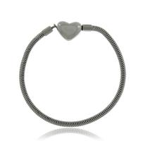 Pulseira Berloque Fecho Coração Em Aço Inox Luxo