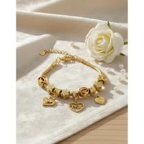 Pulseira Berloque Folhada Ouro Charm Pingente Love Vi Pink Pulseira Berloque Folhada Ouro Charm Pingente Love Vi Pink