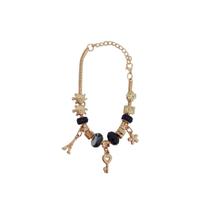 Pulseira Berloque Prateada E Dourada Feminina De Pedras