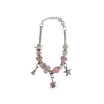 Pulseira Berloque Prateada E Dourada Feminina De Pedras