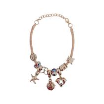 Pulseira Berloque Prateada E Dourada Feminina De Pedras Pulseira Berloque Prateada E Dourada Feminina De Pedras